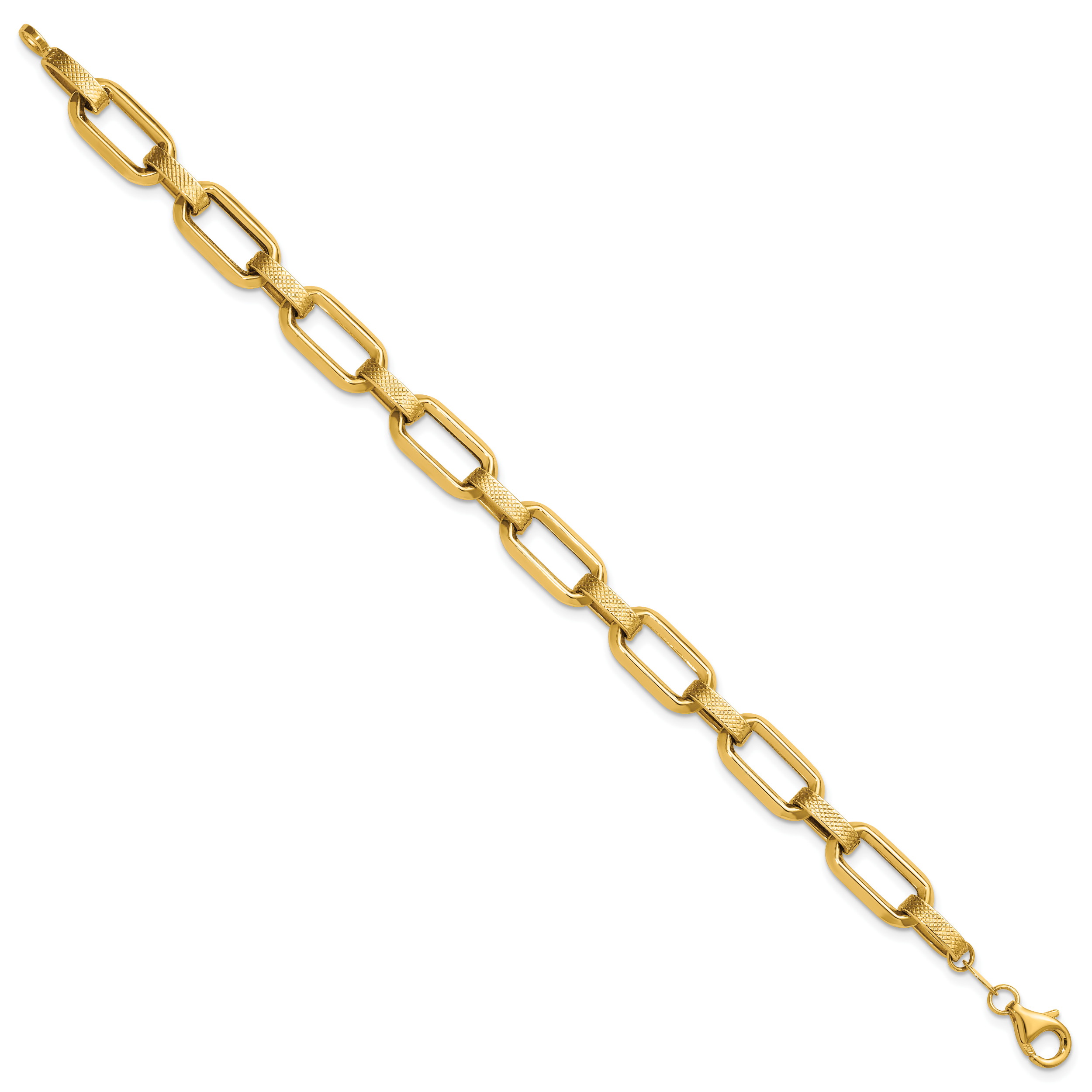 10K Yellow Gold Textured Link Bracelet, 7.5 in Secondary image