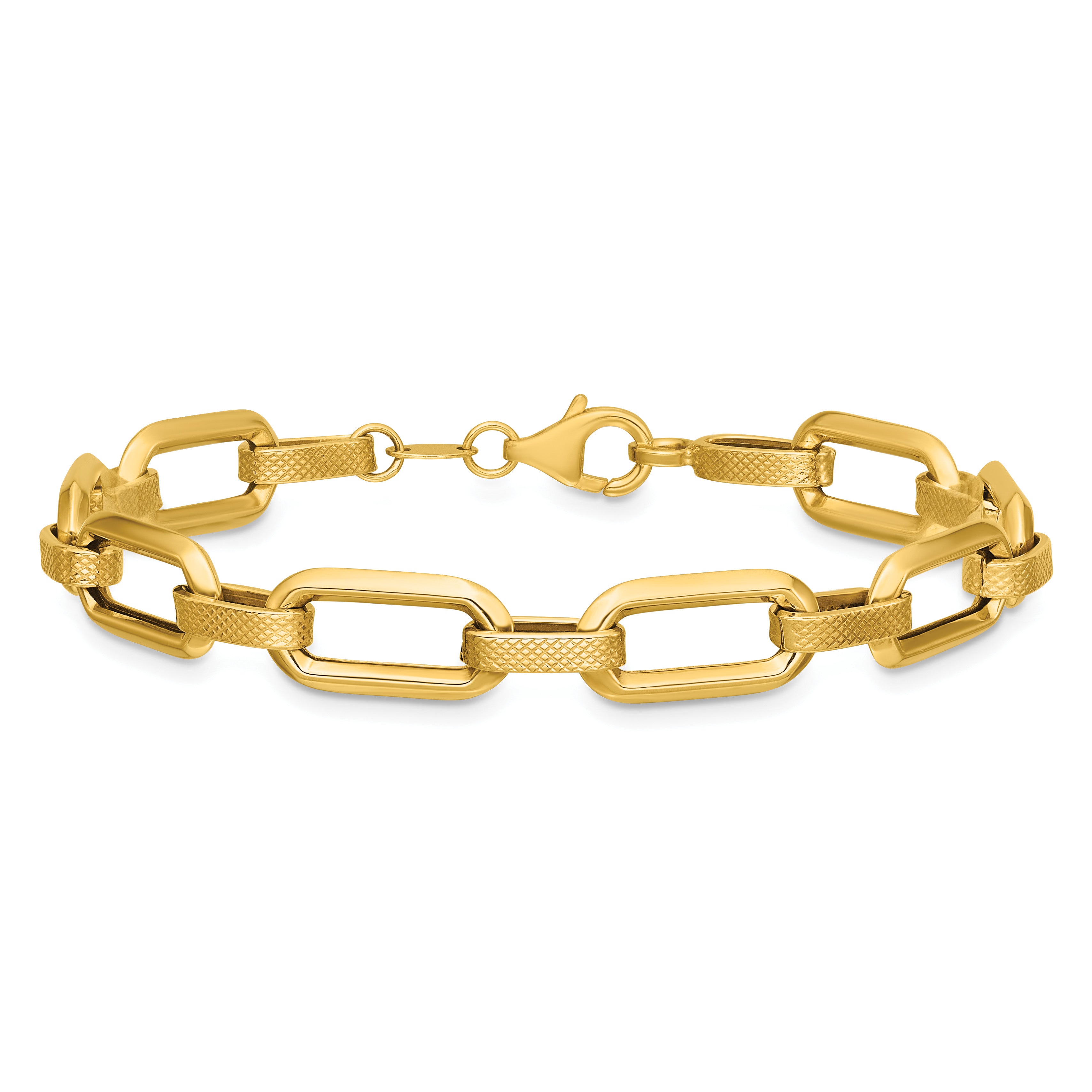 10K Yellow Gold Textured Link Bracelet, 7.5 in