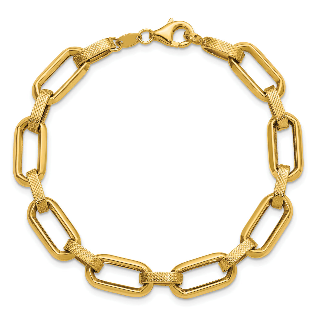 10K Yellow Gold Textured Link Bracelet, 7.5 in