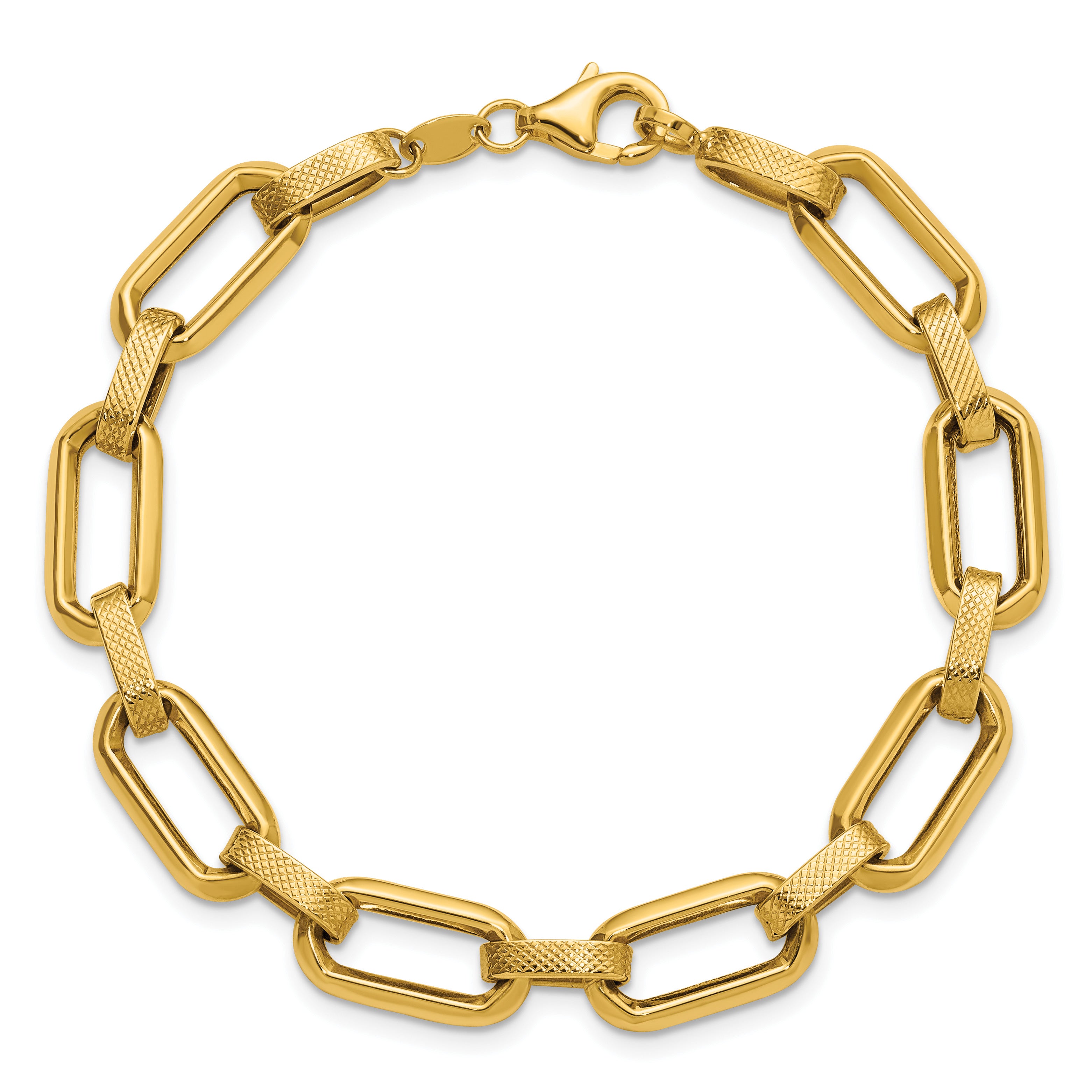 10K Yellow Gold Textured Link Bracelet, 7.5 in