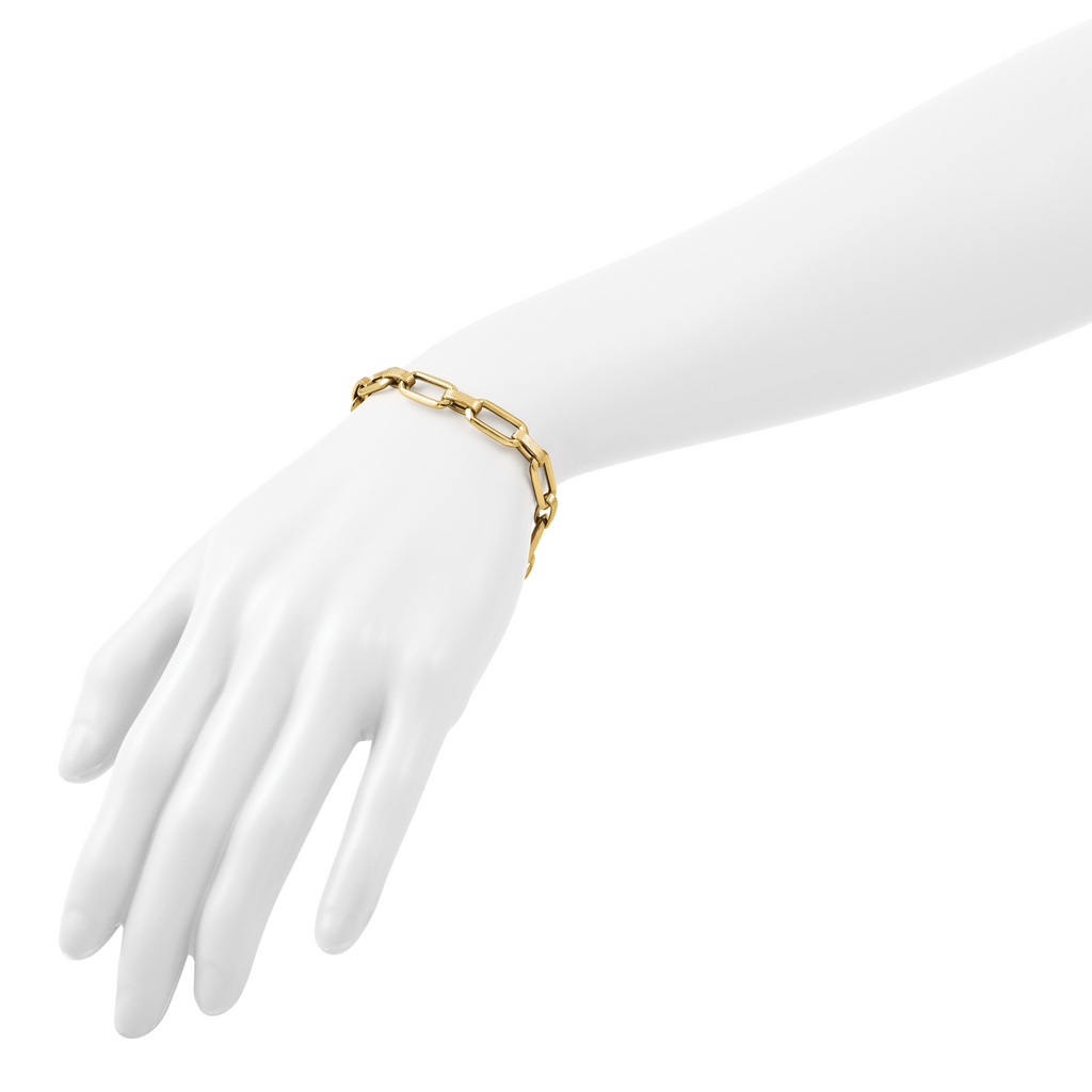 10K Yellow Gold Textured Link Bracelet, 7.5 in