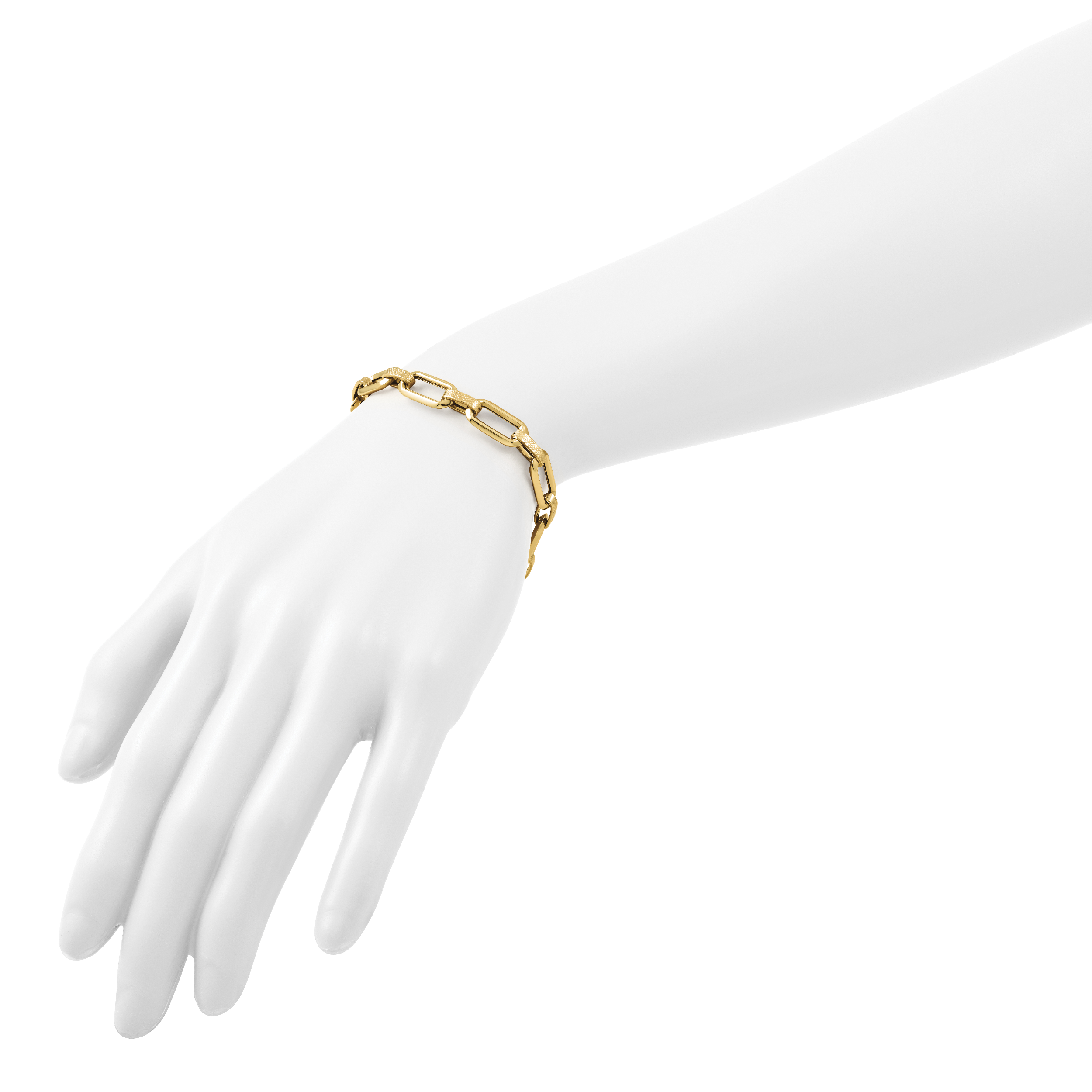 10K Yellow Gold Textured Link Bracelet, 7.5 in