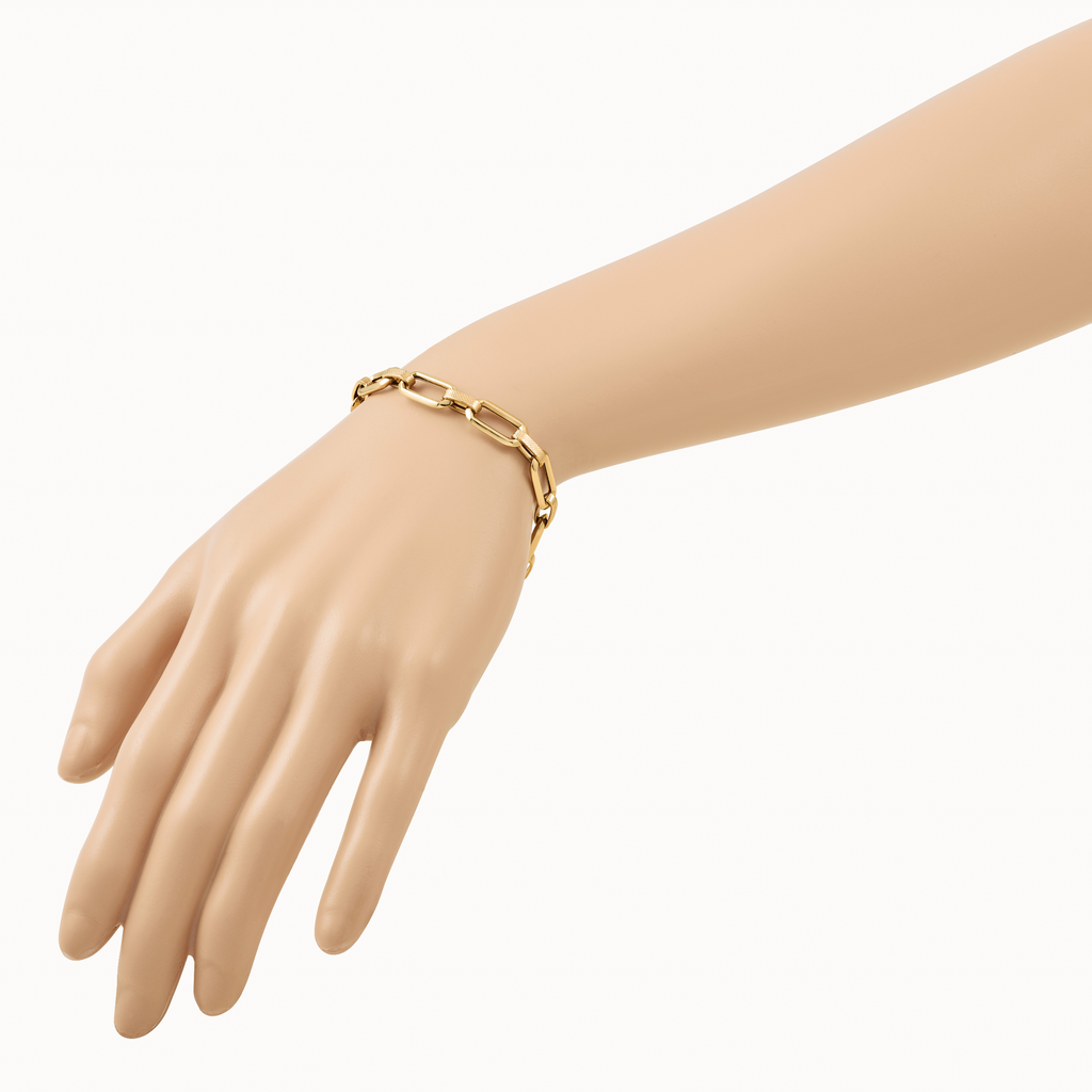 10K Yellow Gold Textured Link Bracelet, 7.5 in
