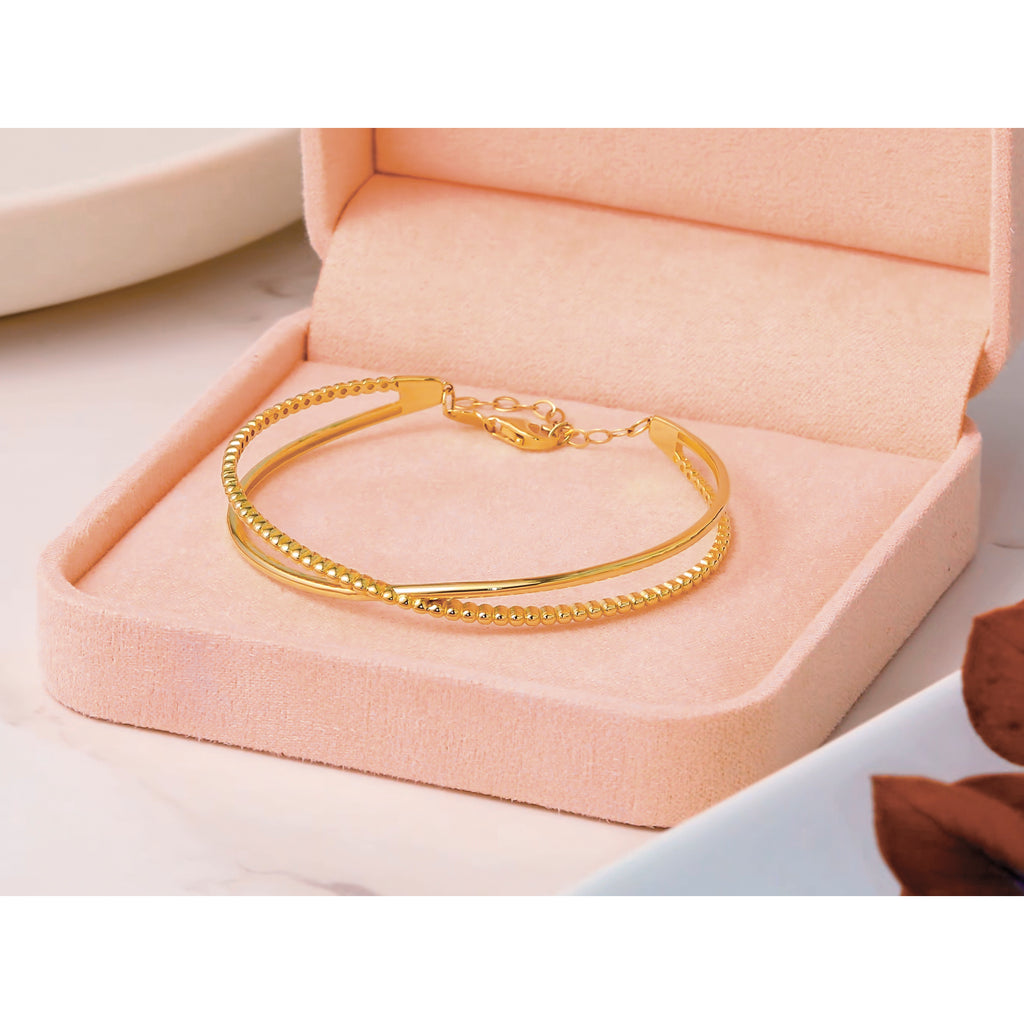 10K Yellow Gold Beaded Bangle Bracelet