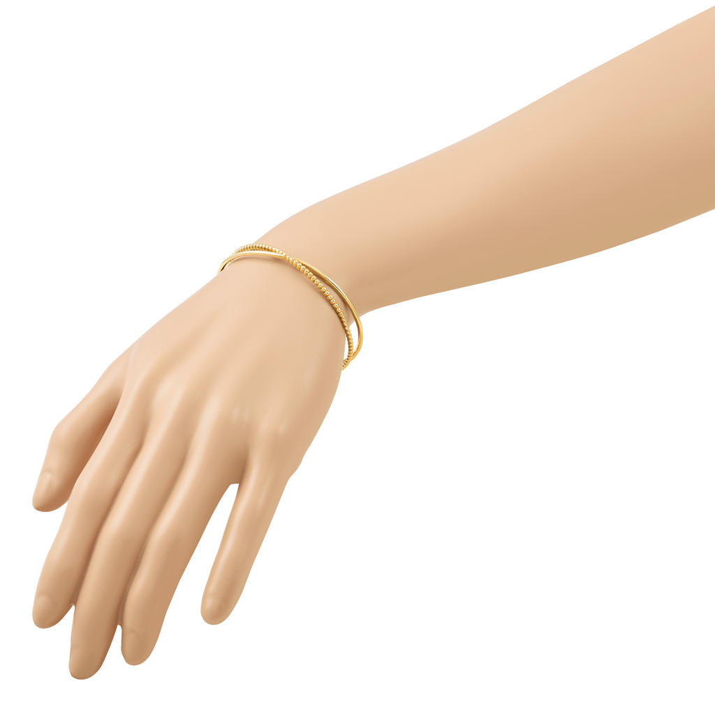 10K Yellow Gold Beaded Bangle Bracelet
