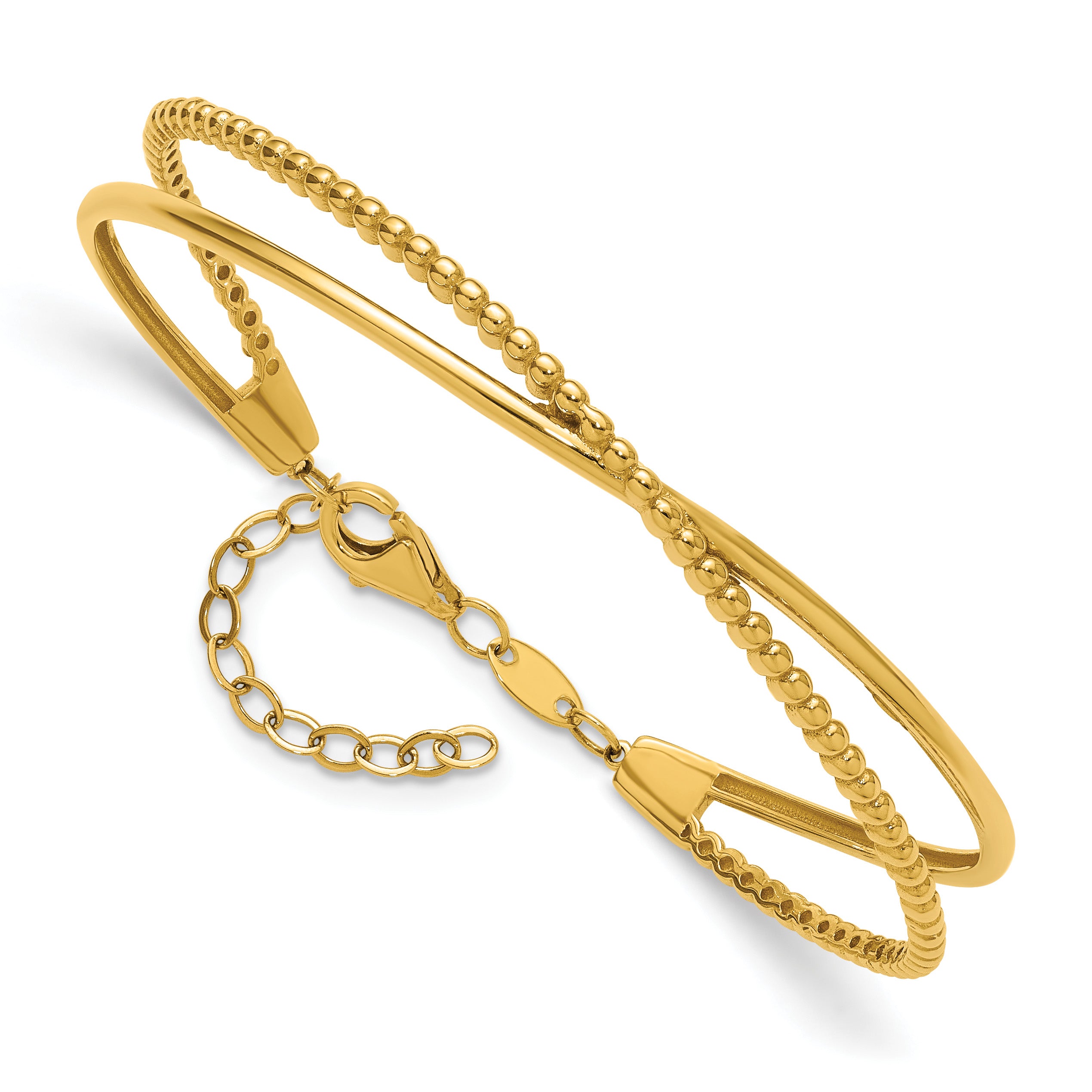 10K Yellow Gold Beaded Bangle Bracelet