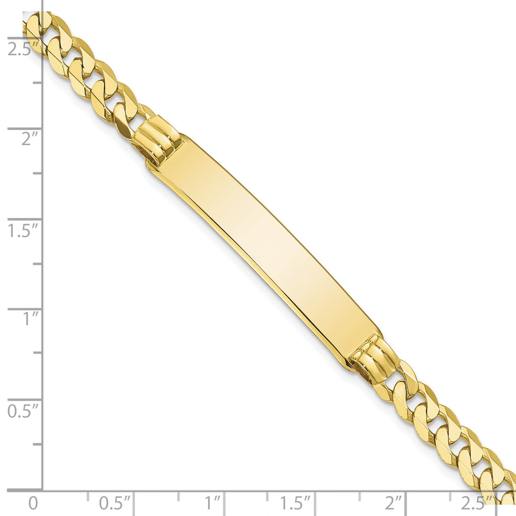 10k Polished Solid Chain/Solid Plate Curb Link 38x7mm Plate 7 inch ID Bracelet
