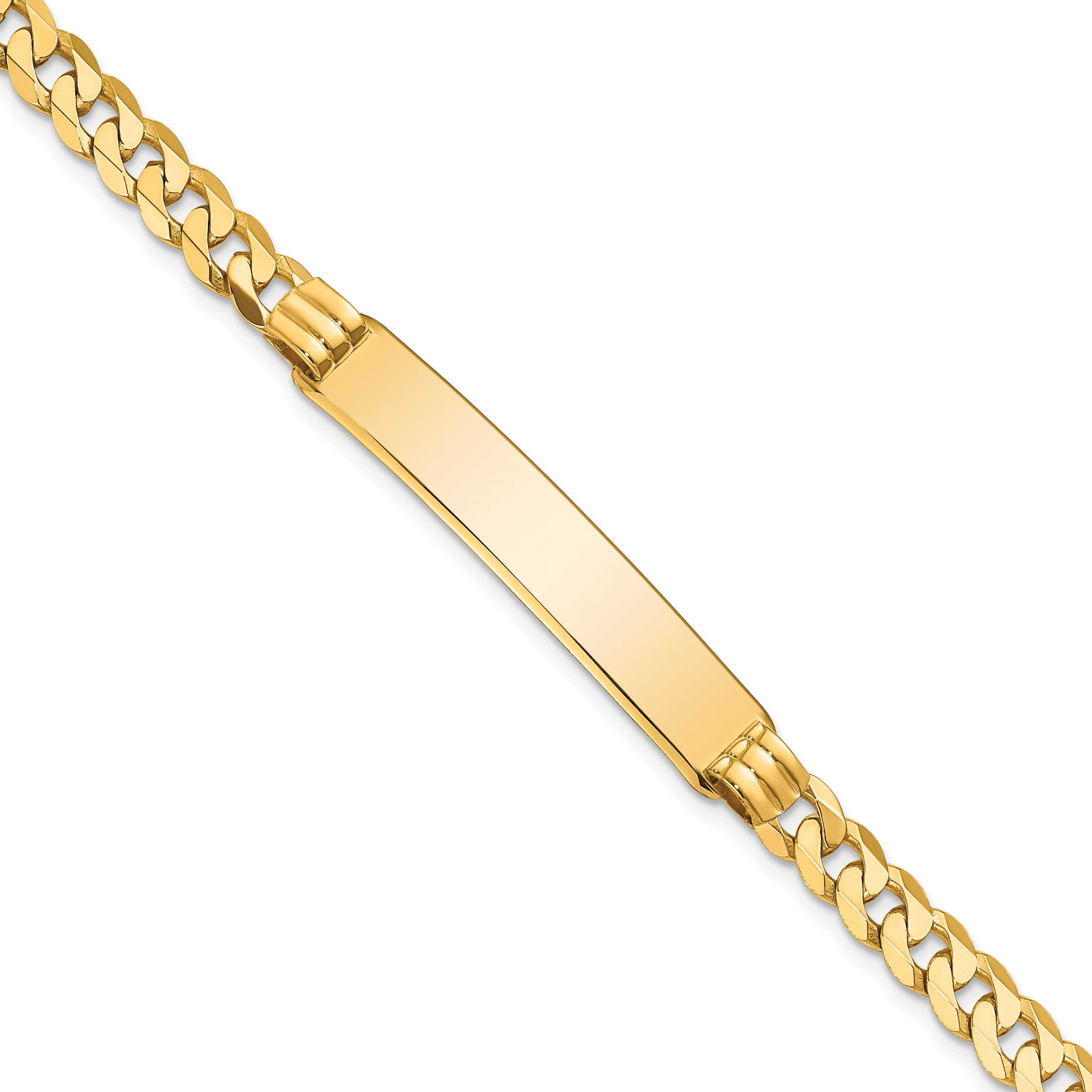 10k Polished Solid Chain/Solid Plate Curb Link 38x7mm Plate 7 inch ID Bracelet