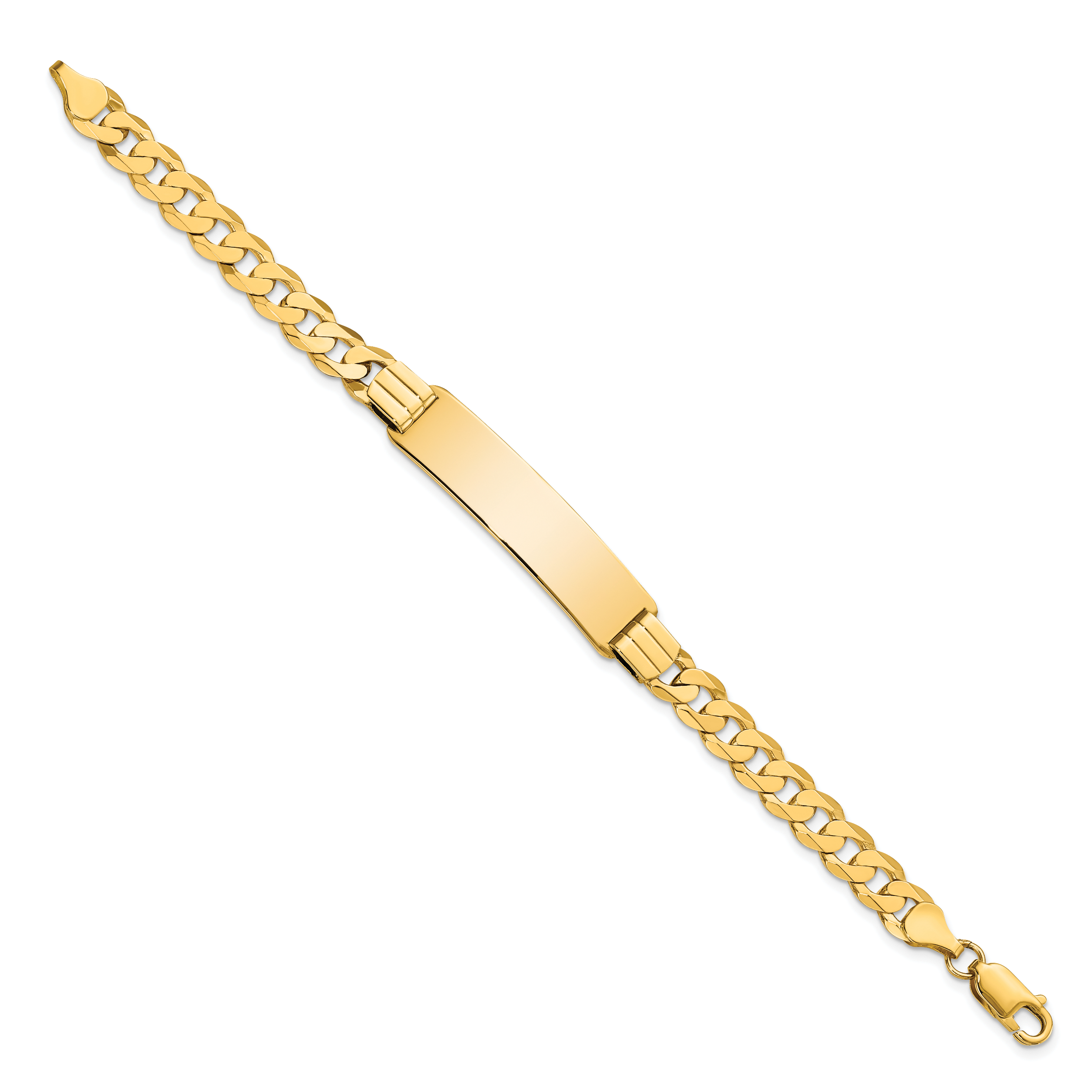 10k Polished Solid Chain/Solid Plate Curb Link 37x9mm Plate 7 inch ID Bracelet