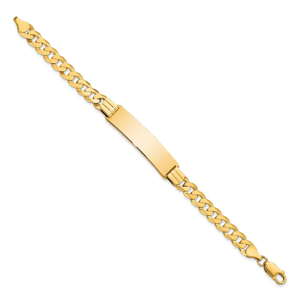 10k Polished Solid Chain/Solid Plate Curb Link 37x9mm Plate 7 inch ID Bracelet