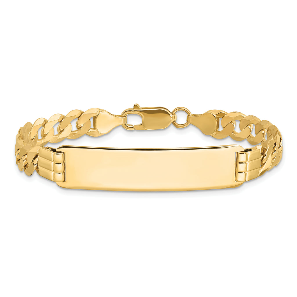 10k Polished Solid Chain/Solid Plate Curb Link 37x9mm Plate 7 inch ID Bracelet
