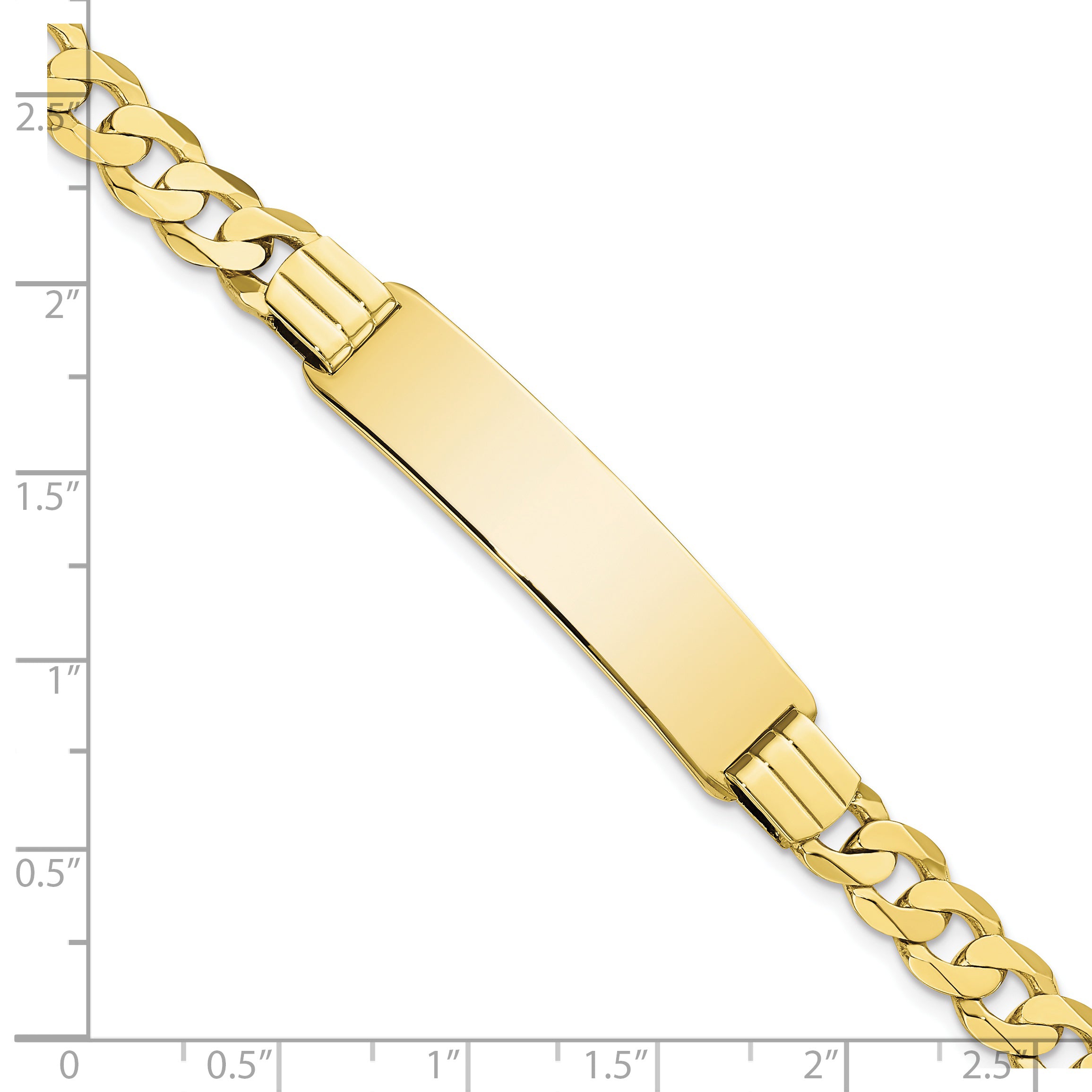 10k Polished Solid Chain/Solid Plate Curb Link 37x9mm Plate 7 inch ID Bracelet