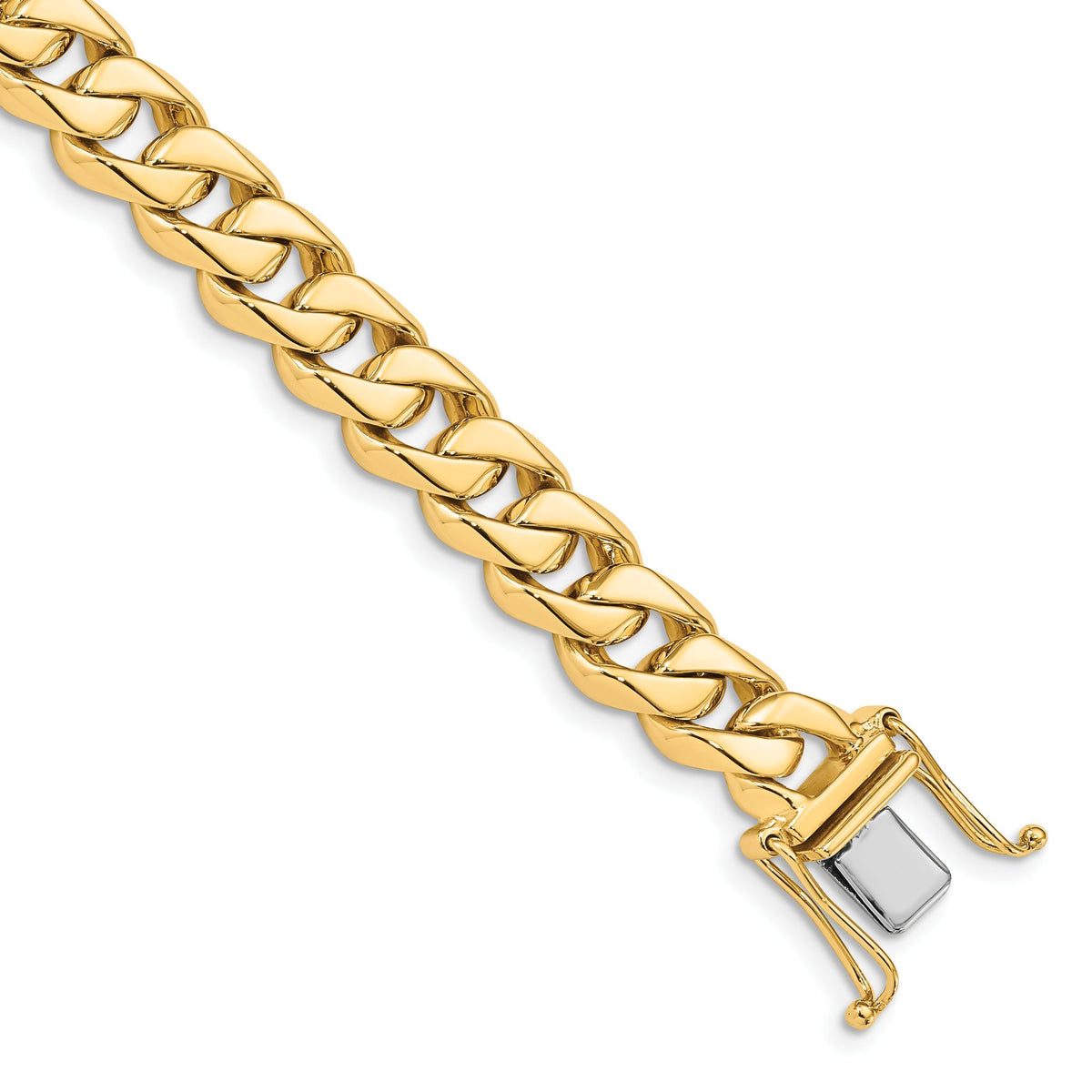 Curb Link Bracelet in 10K Yellow Gold, 8.5mm Wide, 9 Inch - Sophia Jewelers