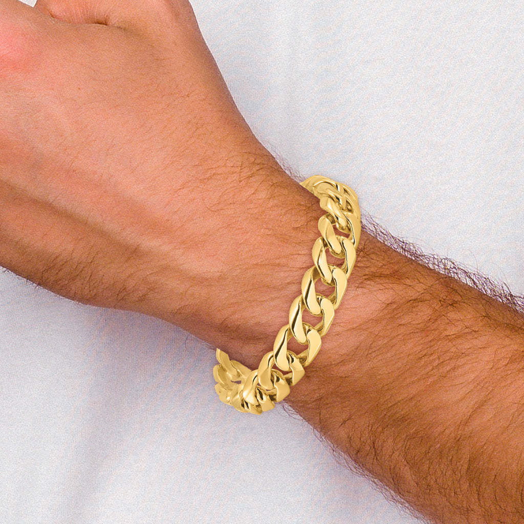 10k 13.4mm Hand-polished Rounded Curb Link Bracelet