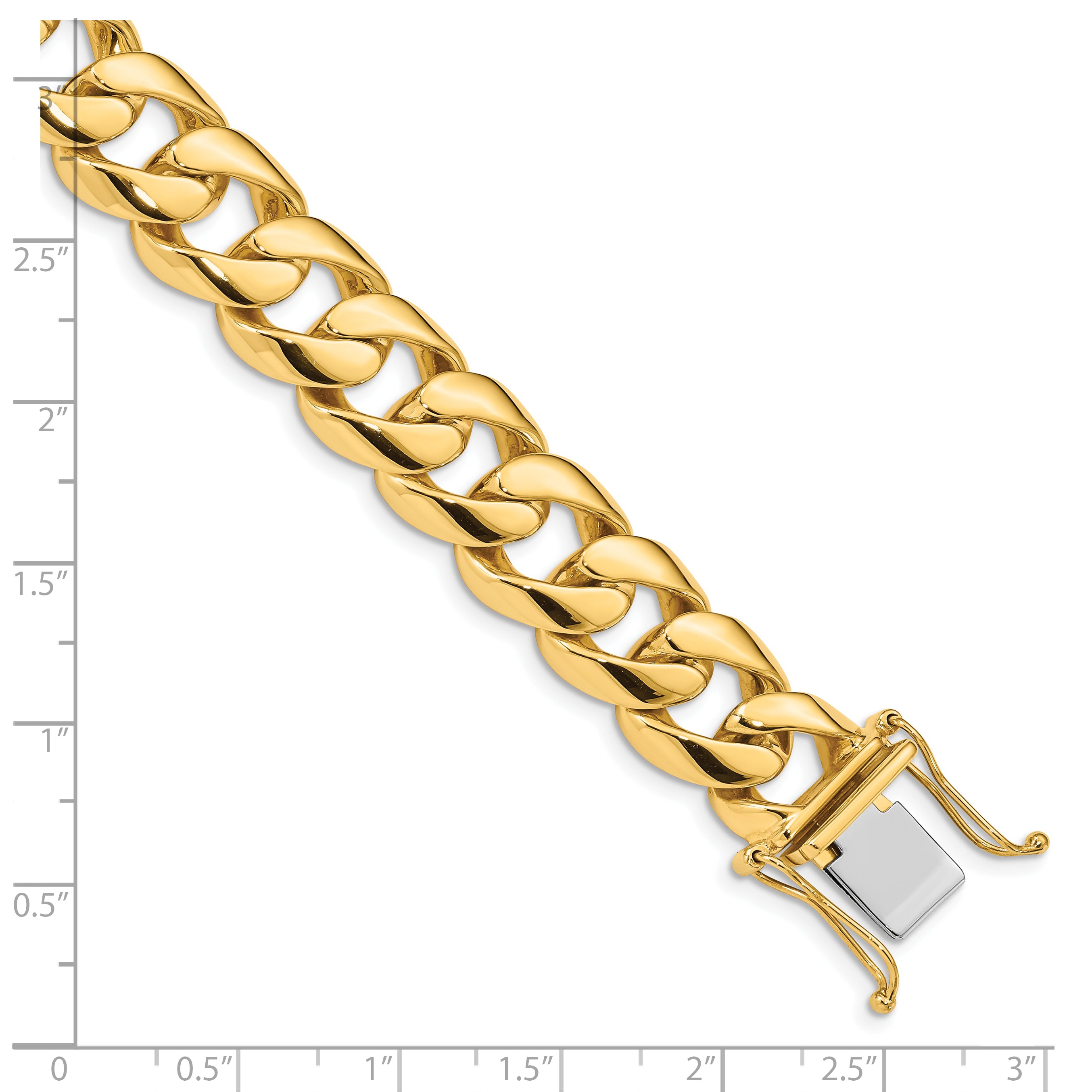 10k 13.4mm Hand-polished Rounded Curb Link Bracelet Secondary image