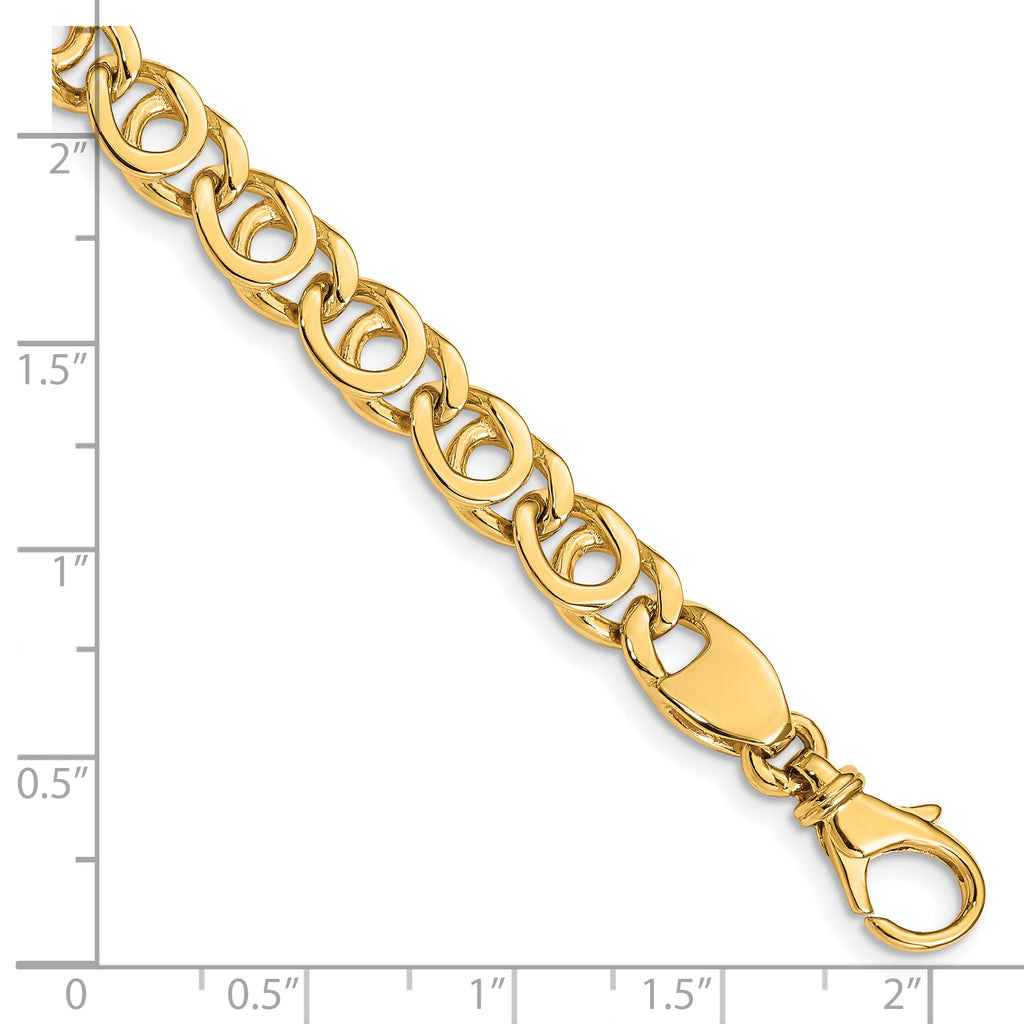 10k 7mm Hand Polished Fancy Link Bracelet