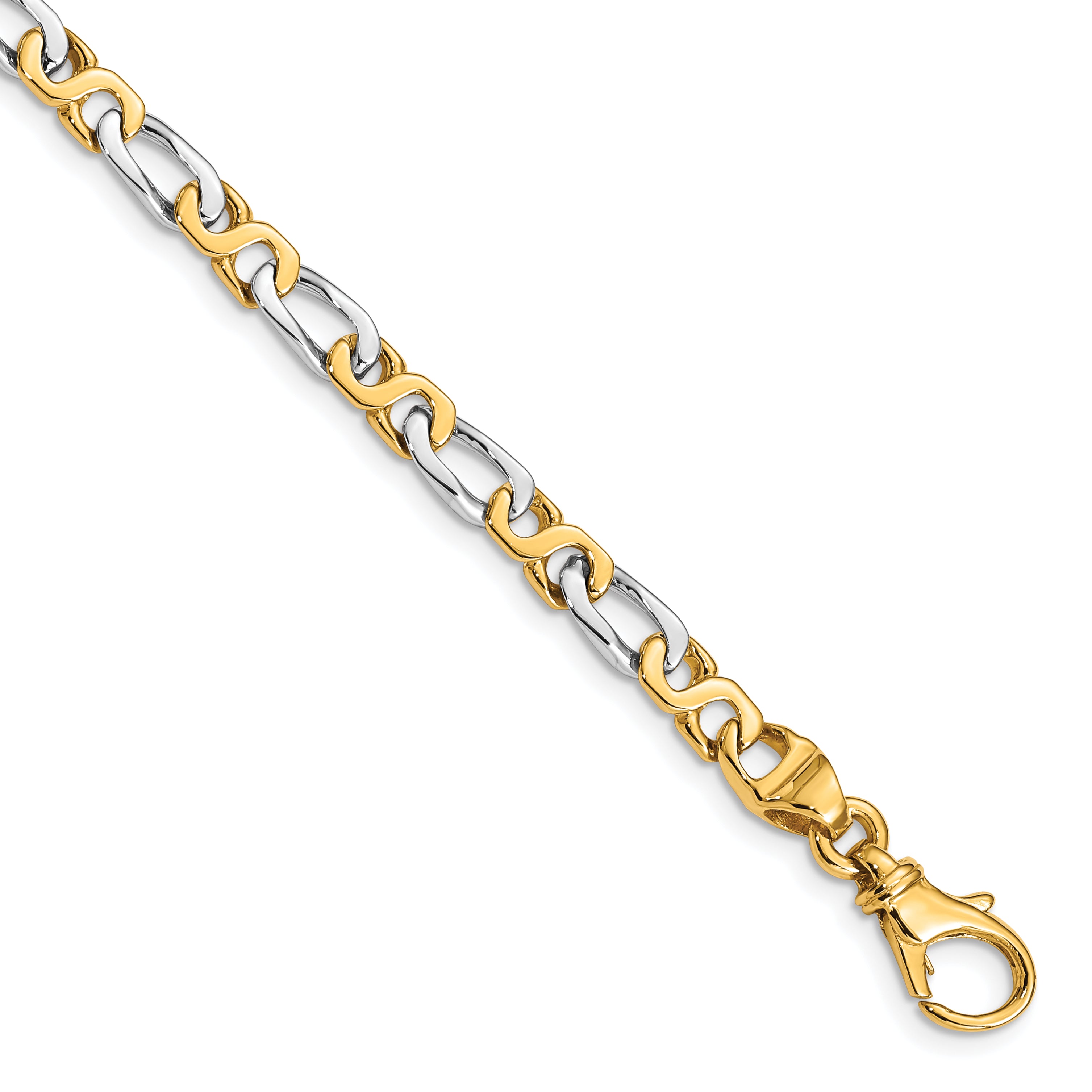 10k Two-tone 4.8mm Hand Polished Fancy Link Bracelet Main image