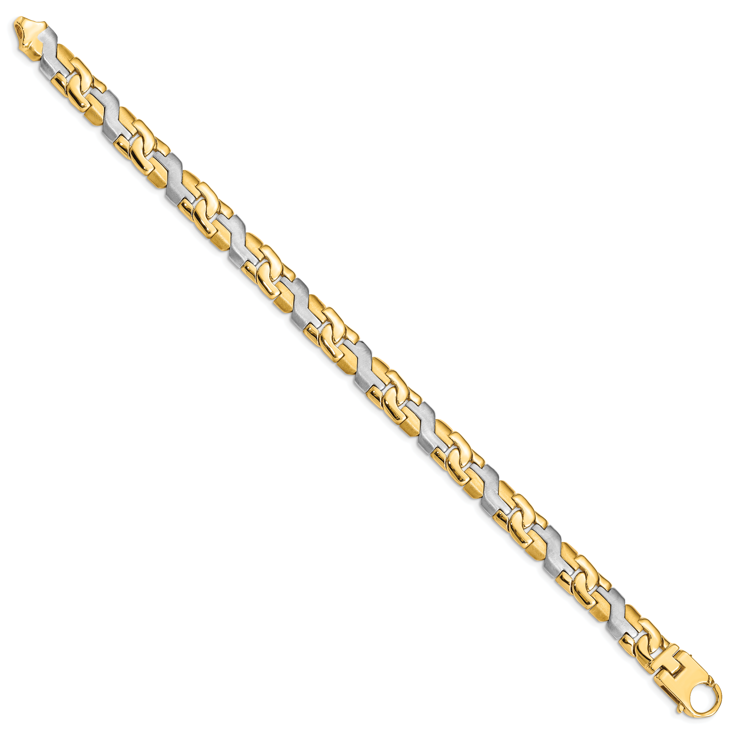 10k Two-tone 8.8mm Satin & Hand Polished Fancy Link Bracelet Secondary image