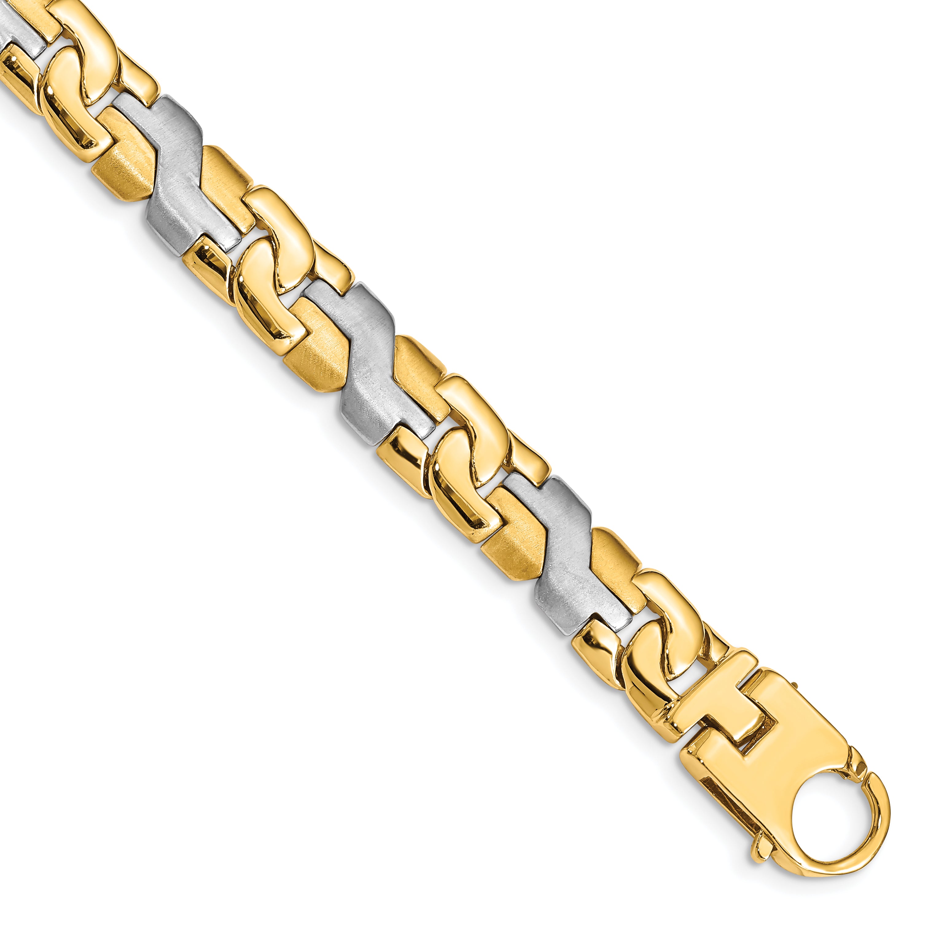 10k Two-tone 8.8mm Satin & Hand Polished Fancy Link Bracelet Main image