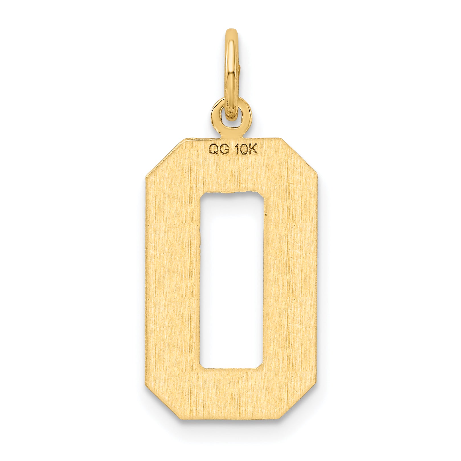 10k Large Brushed Diamond-cut Number 0 Charm