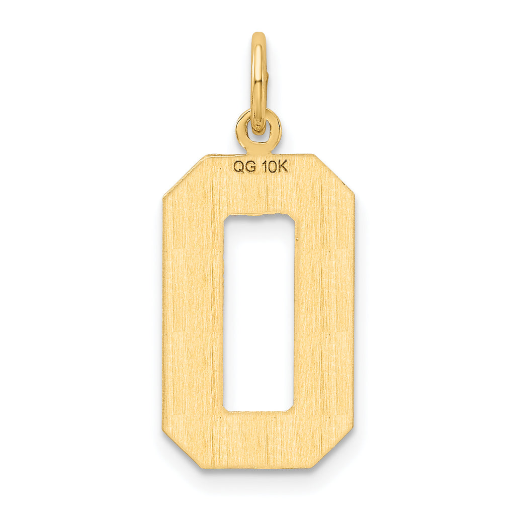 10k Large Brushed Diamond-cut Number 0 Charm