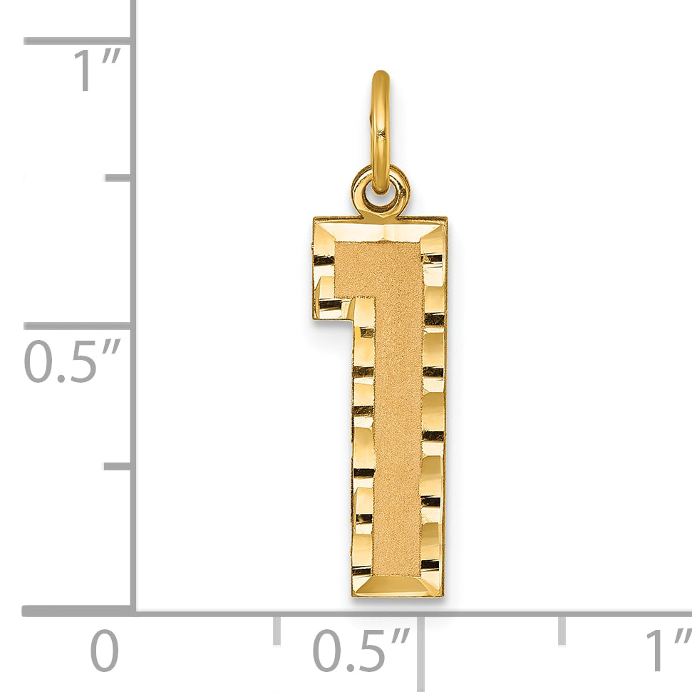 10ky Casted Large Diamond Cut Number 1 Charm
