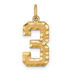 10ky Casted Large Diamond Cut Number 3 Charm
