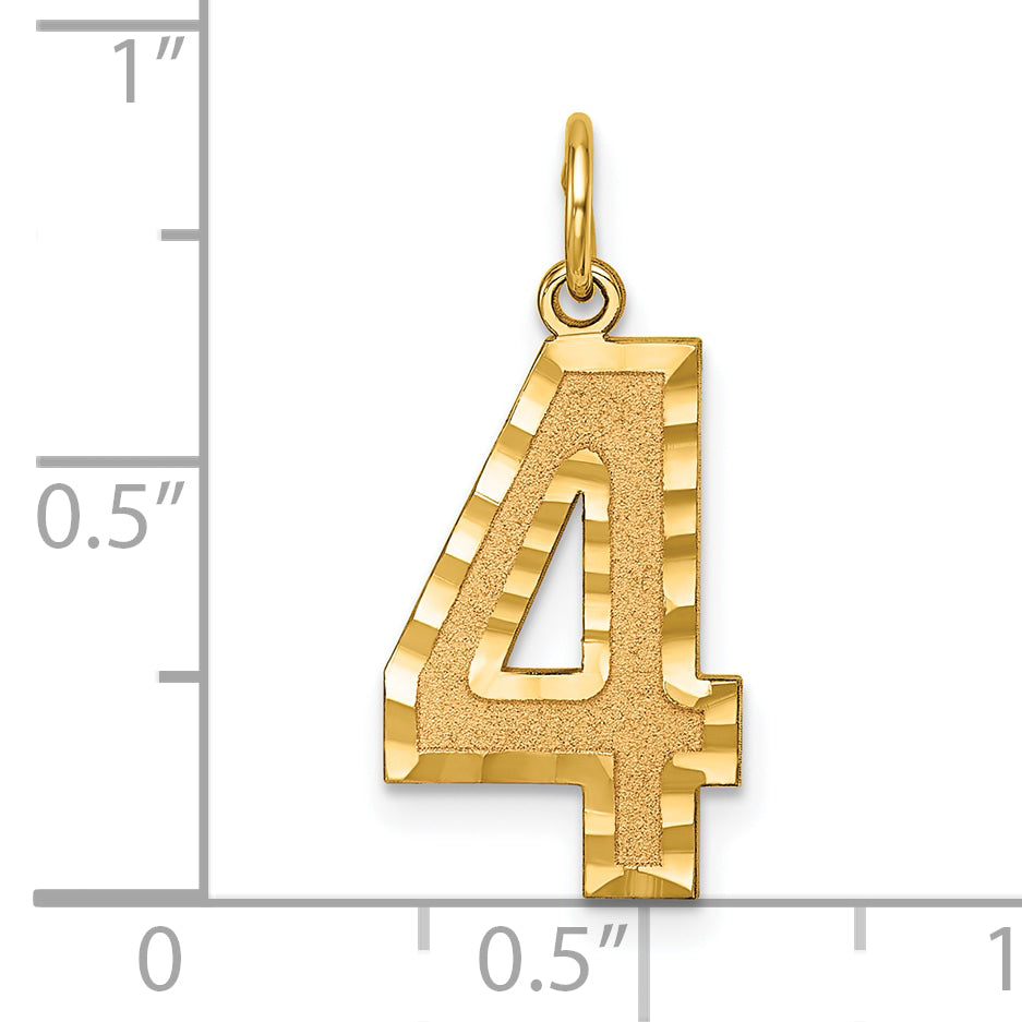 10ky Casted Large Diamond Cut Number 4 Charm
