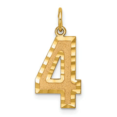 10ky Casted Large Diamond Cut Number 4 Charm