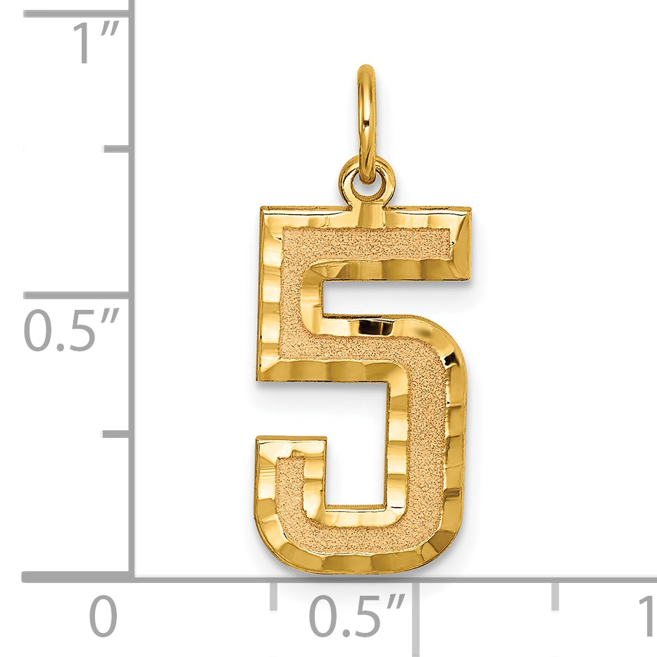 10ky Casted Large Diamond Cut Number 5 Charm