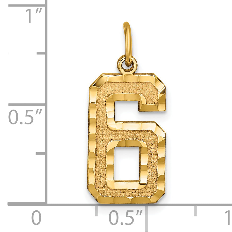 10ky Casted Large Diamond Cut Number 6 Charm