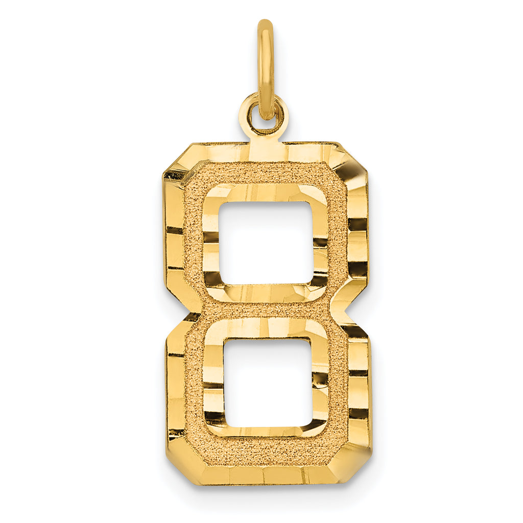 10ky Casted Large Diamond Cut Number 8 Charm