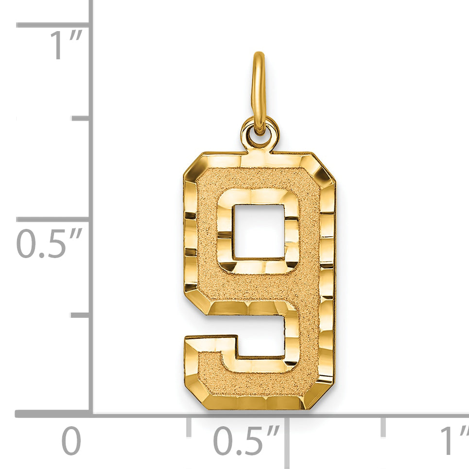 10ky Casted Large Diamond Cut Number 9 Charm