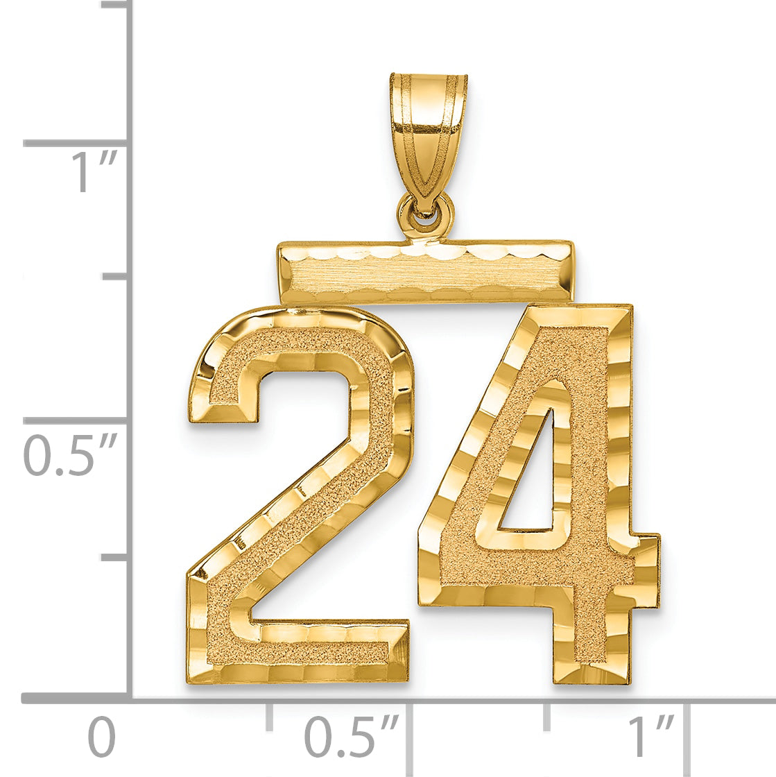 10ky Casted Large Diamond-cut Number 24 Charm