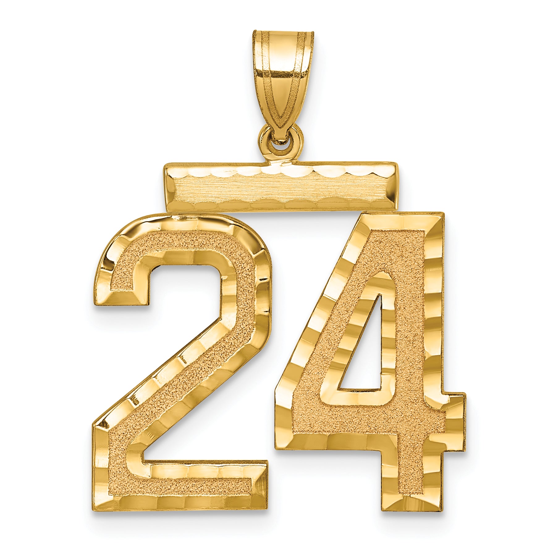 10ky Casted Large Diamond-cut Number 24 Charm