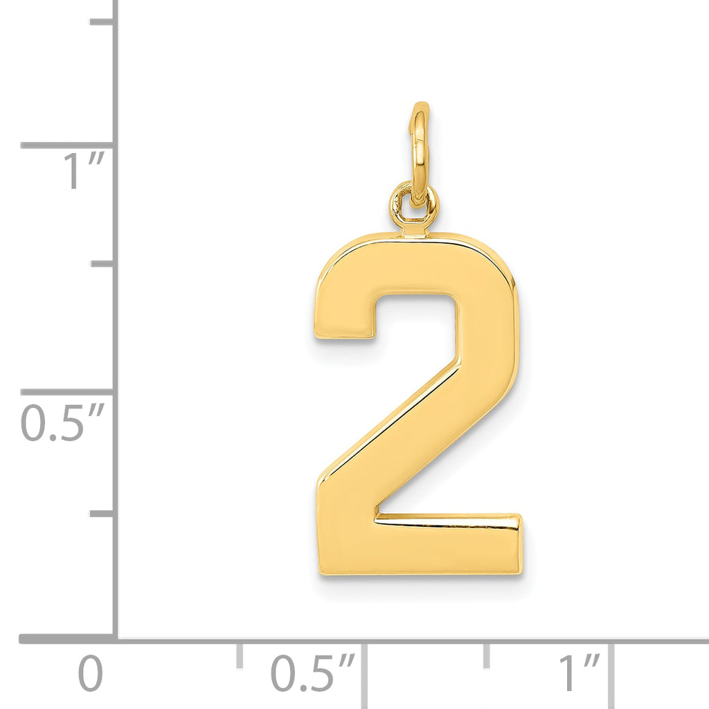 10k Large Polished Number 2 Charm