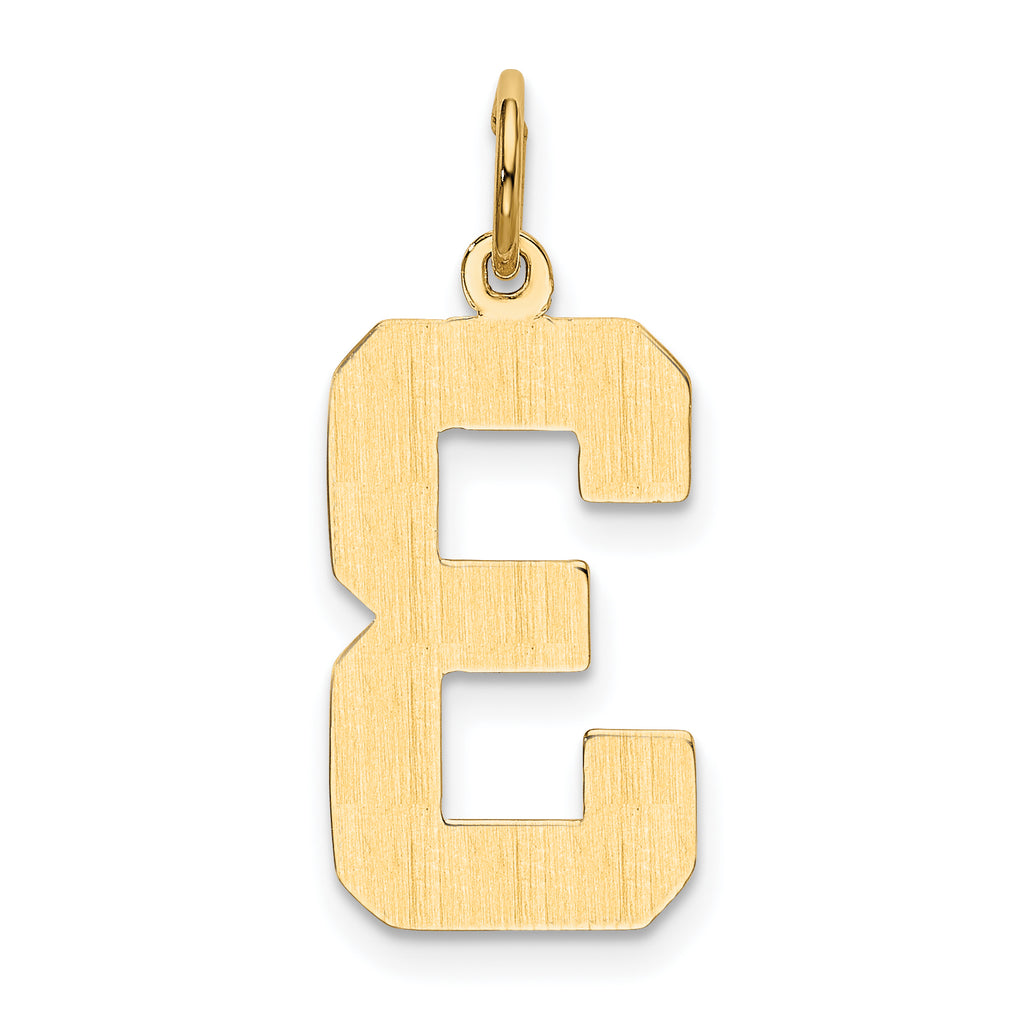 10k Large Polished Number 3 Charm