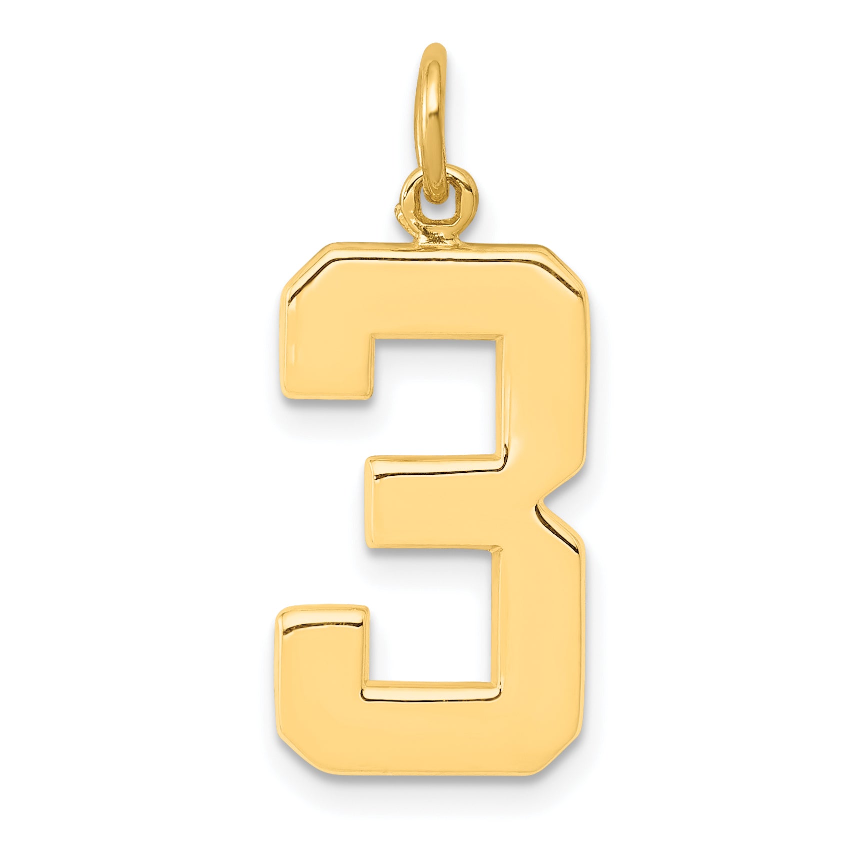 10k Large Polished Number 3 Charm Main image