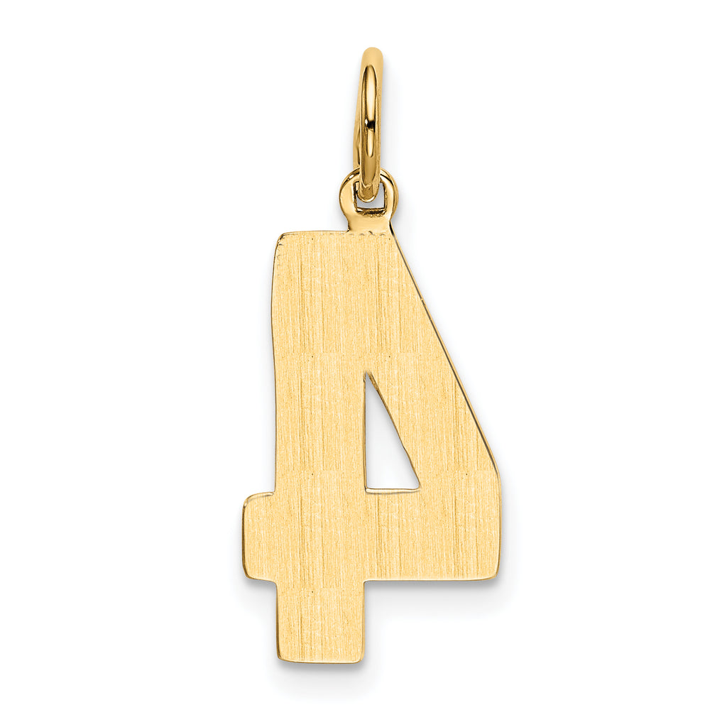10k Large Polished Number 4 Charm