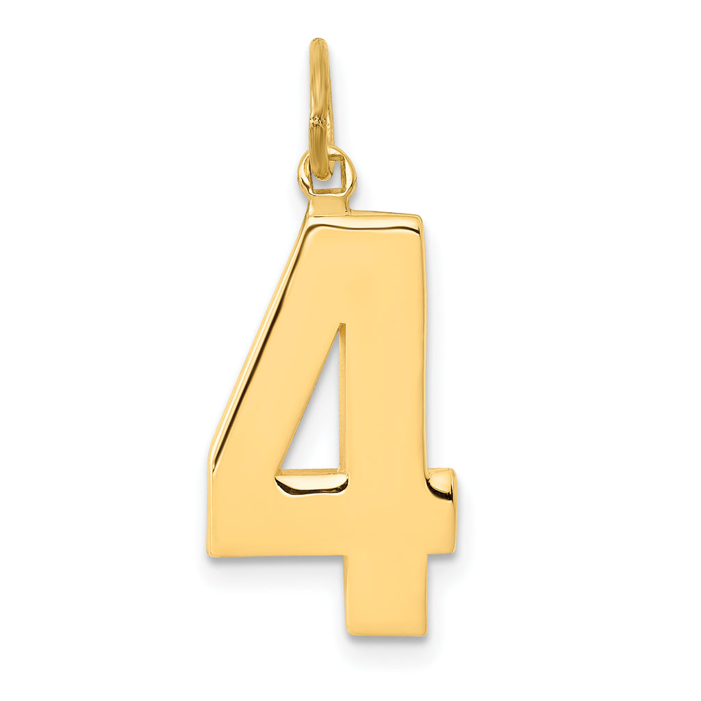 10k Large Polished Number 4 Charm