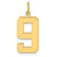 10k Large Polished Number 9 Charm