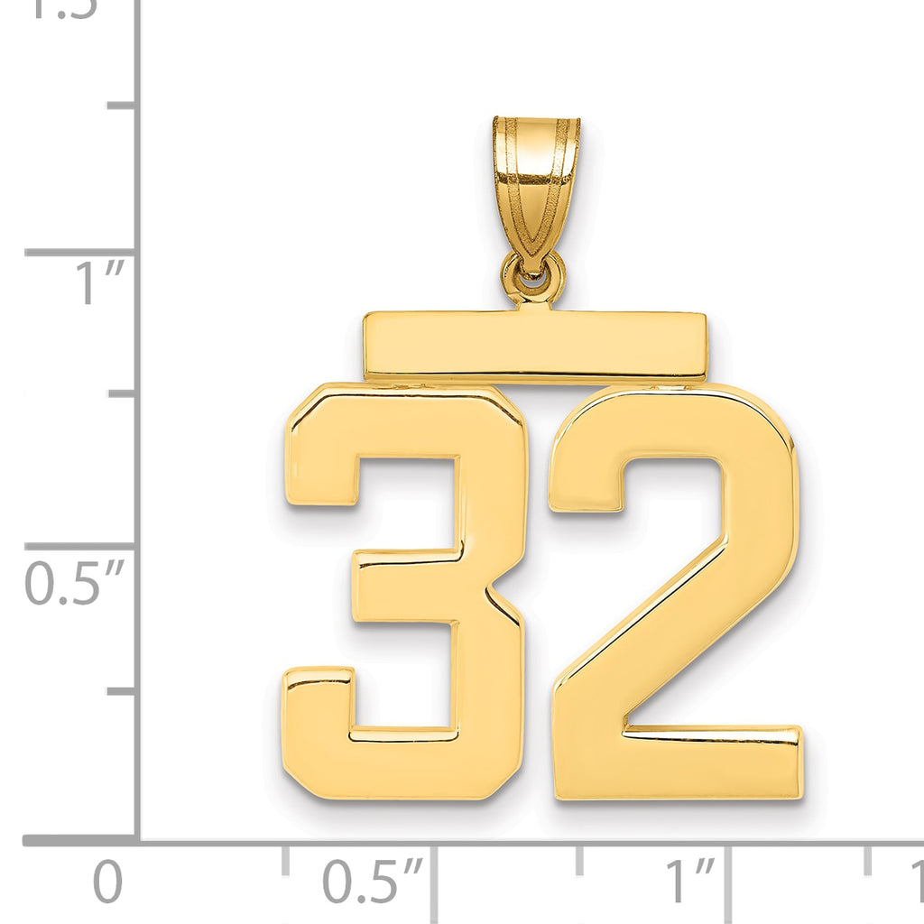 10k Large Polished Number 32 Charm