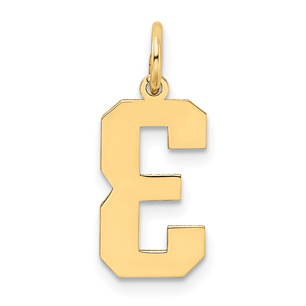 10k Medium Satin Number 3 Charm