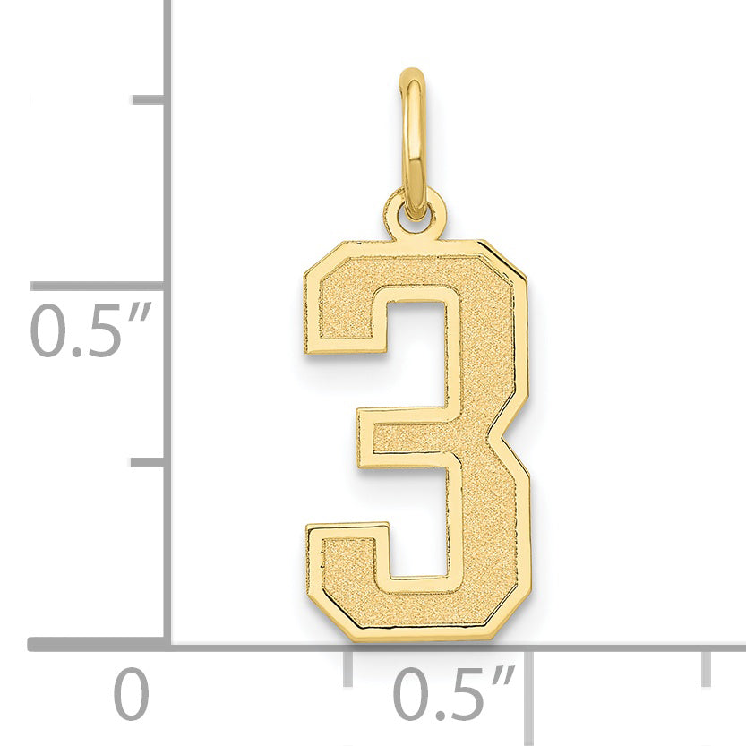 10k Medium Satin Number 3 Charm