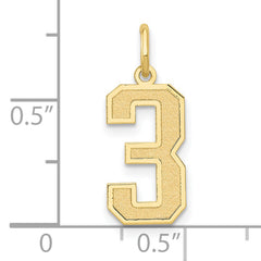 10k Medium Satin Number 3 Charm