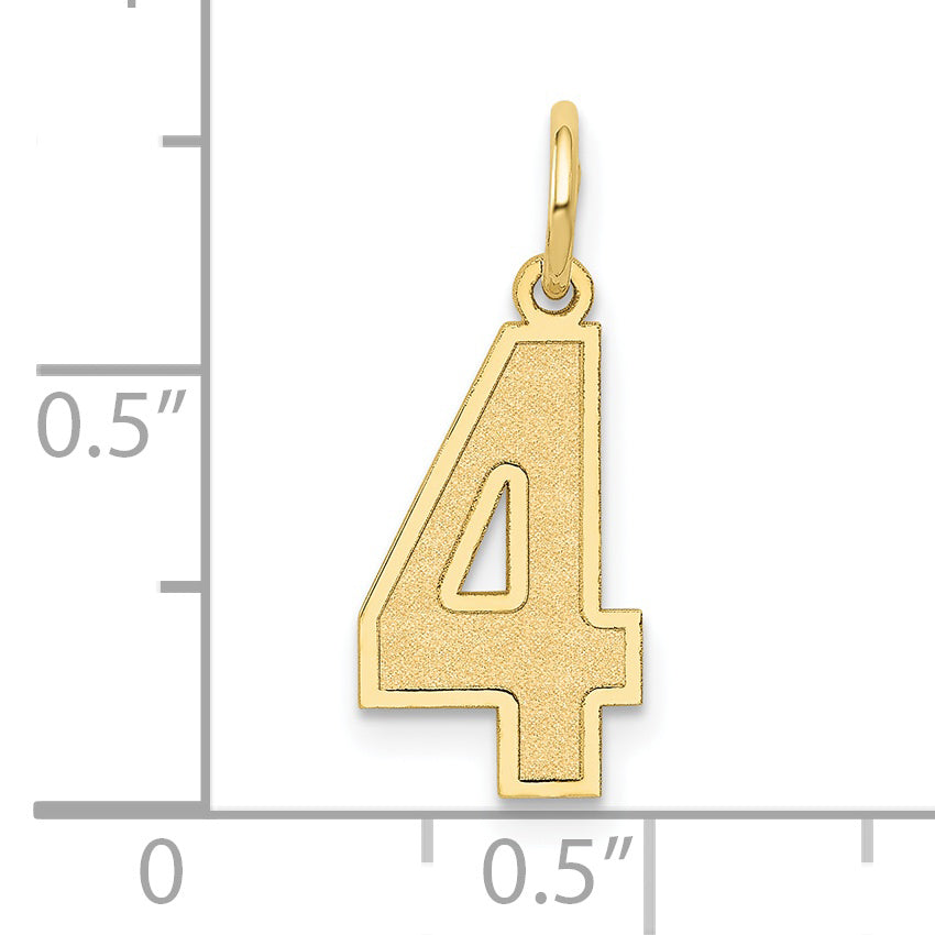 10k Medium Satin Number 4 Charm