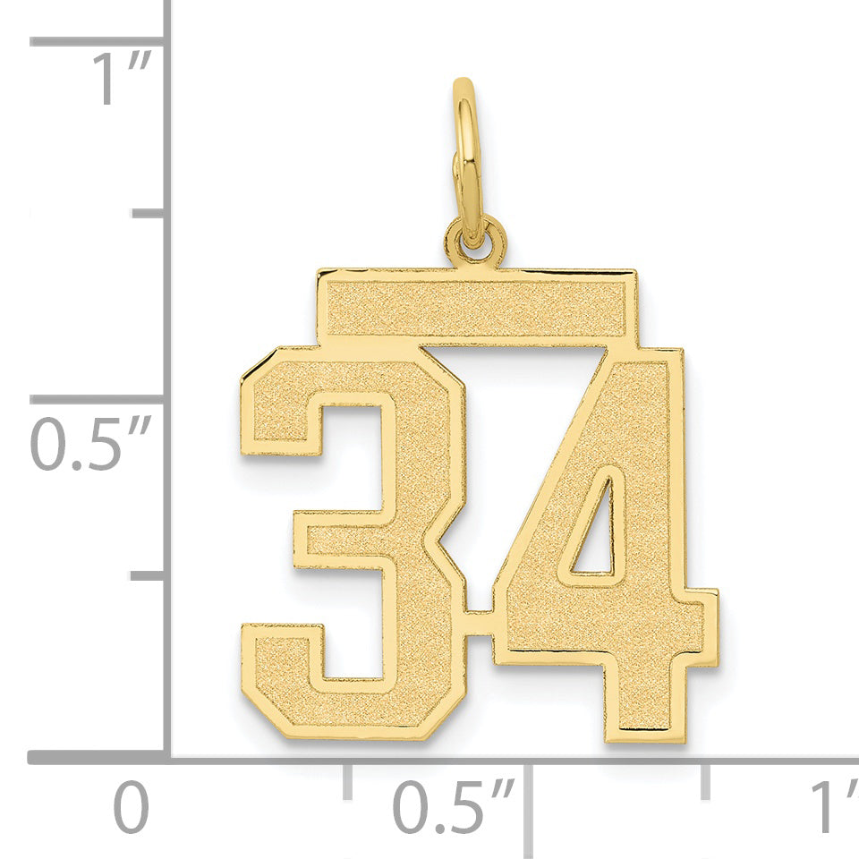10k Medium Satin Number 34 Charm
