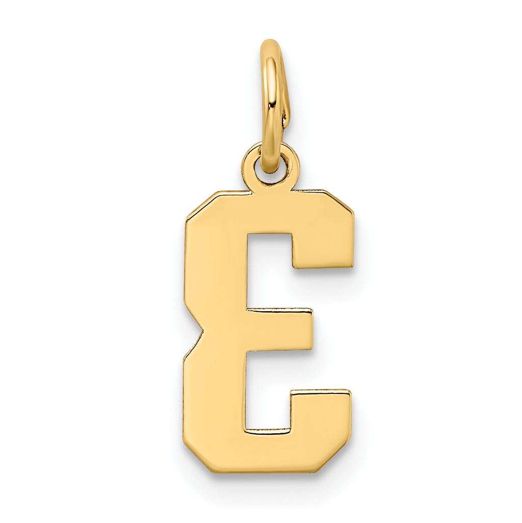 10k Small Satin Number 3 Charm