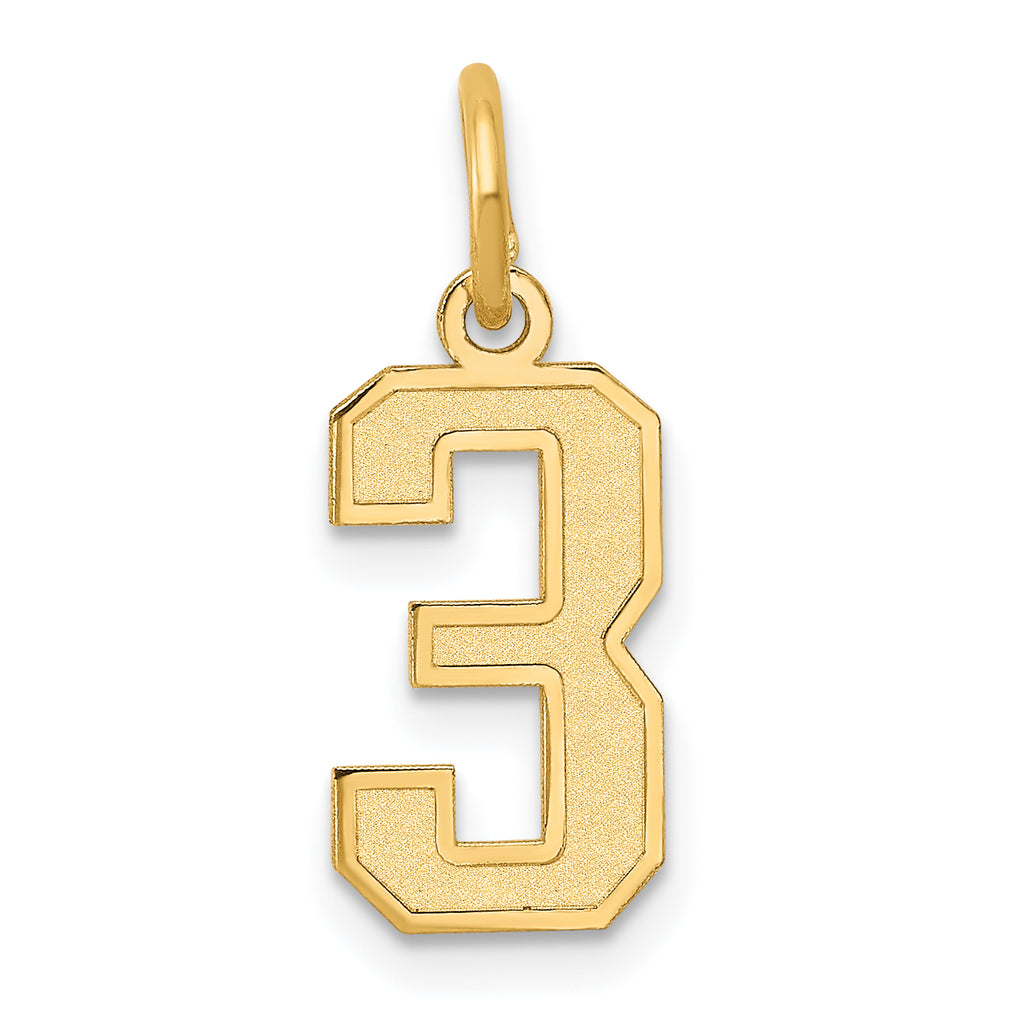 10k Small Satin Number 3 Charm