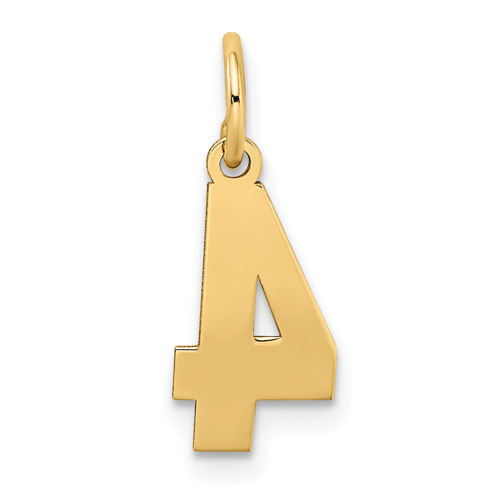 10k Small Satin Number 4 Charm